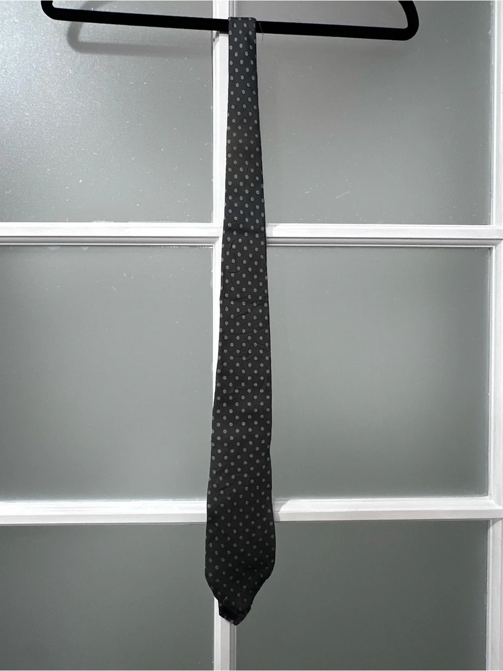 Vintage Yves Saint Laurent Mens Silk Tie Charcoal Medallion Geometric Floral